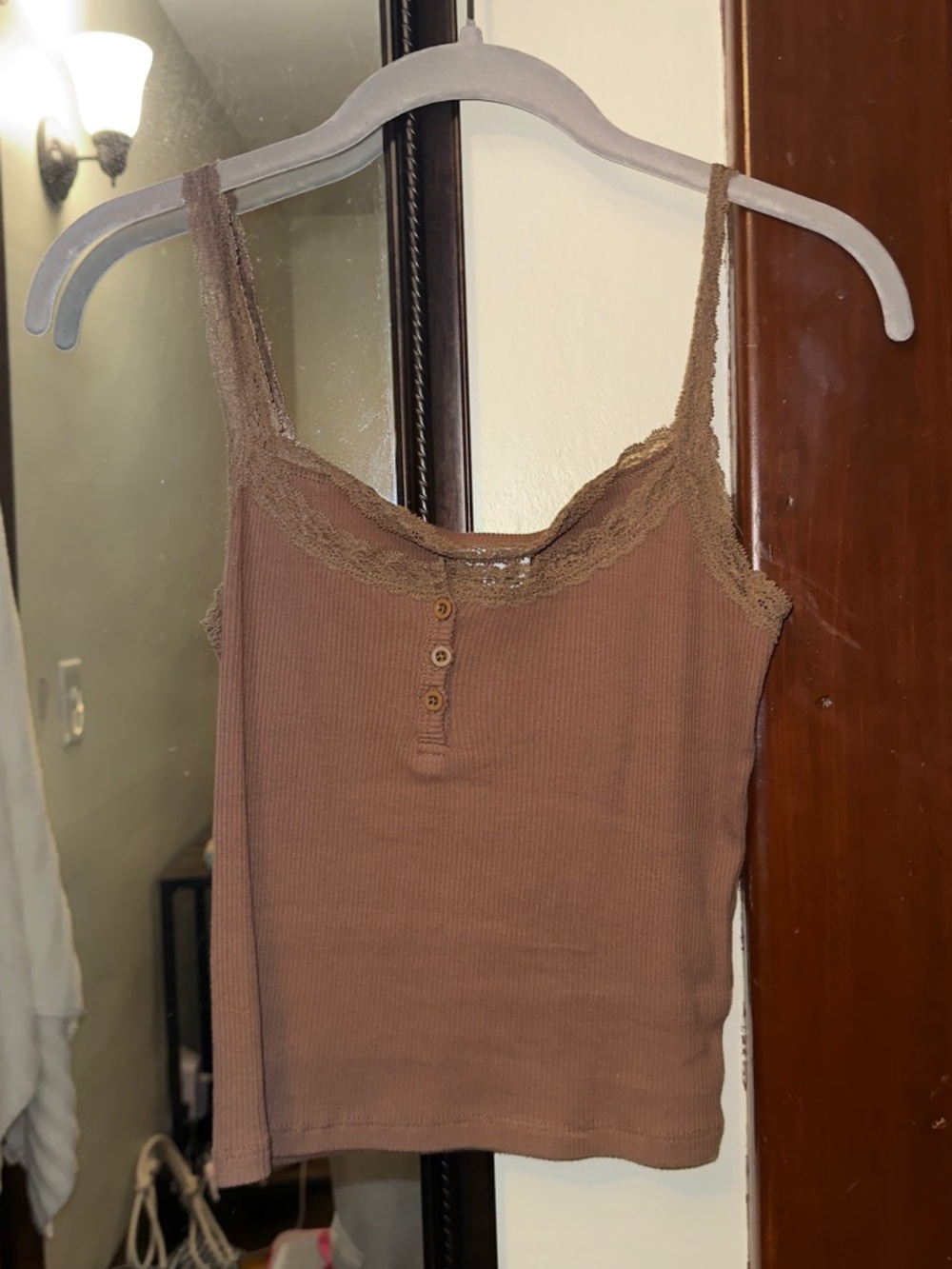 Harlow brown lace tank